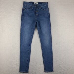 Madewell Jeans Womens 28x30 Blue 10" High Rise Skinny Medium Wash Button Denim